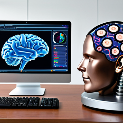 Home 11 **
A balanced scale. One side shows a human brain with gears turning, representing human creativity and problem-solving. The other side shows a complex computer system with glowing circuits, symbolizing the efficiency of automation. In the background, a modern office setting with people collaborating with technology. This represents the balance between human expertise and machine learning efficiency.
**
